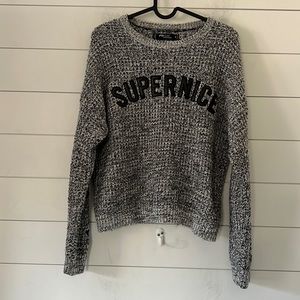 FB (Fish Bone) Sister Size S Knitwear “Supernice” Pullover with Stars down Arm
